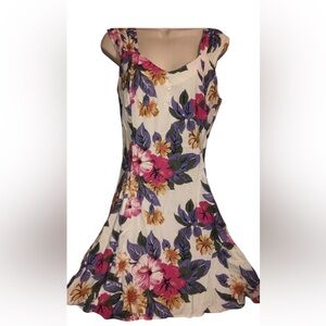 Vibrant‎ vintage mock button Floral Print Maggie Lawrence sport dress sz Medium